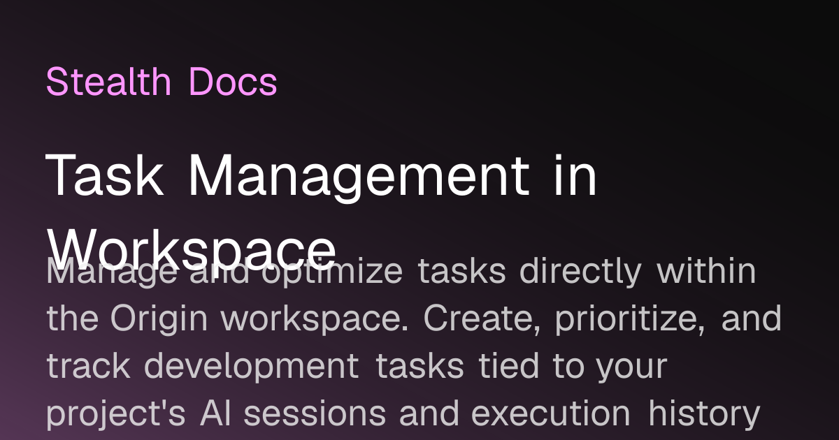 Task Management in Workspace | Origin Docs